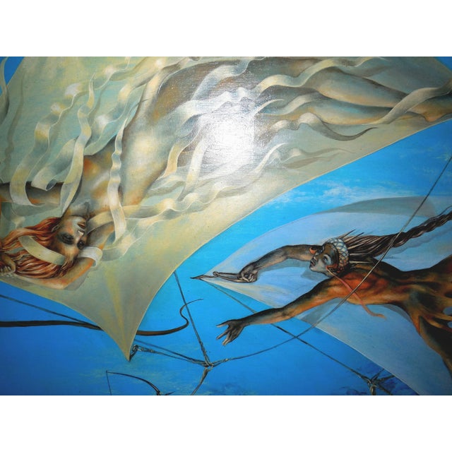 Textile Peter Kolin, Atlantis, Large Surrealist Oil Painting. Viennese Fantastic Realism, 1980 For Sale - Image 7 of 10