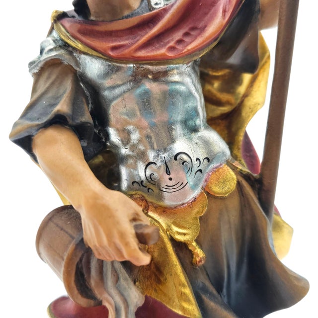 German Hand-Carved Saint Florian Devotional Wood Figure With Architectural Base, 13.5" For Sale - Image 15 of 15