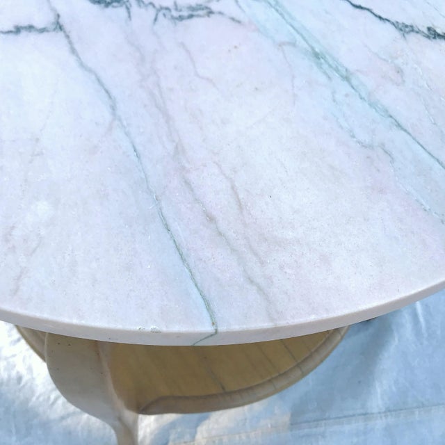 Pink Mid 20th Century French Country Pink Marble Top Accent Table For Sale - Image 8 of 13