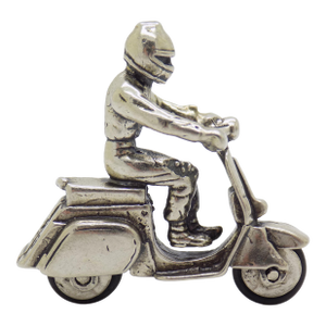 Vintage Italian Handmade Genuine Silver Iconic Vespa Scooter Figurine Sculpture, Made in Arezzo (Ar, Tuscany)