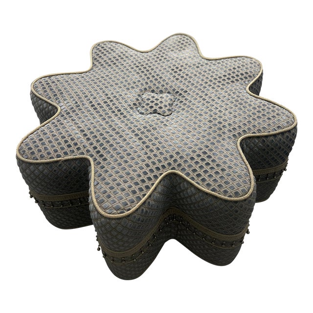Dusty Blue /Grey Velvet Large Star Shaped Ottoman Chairish