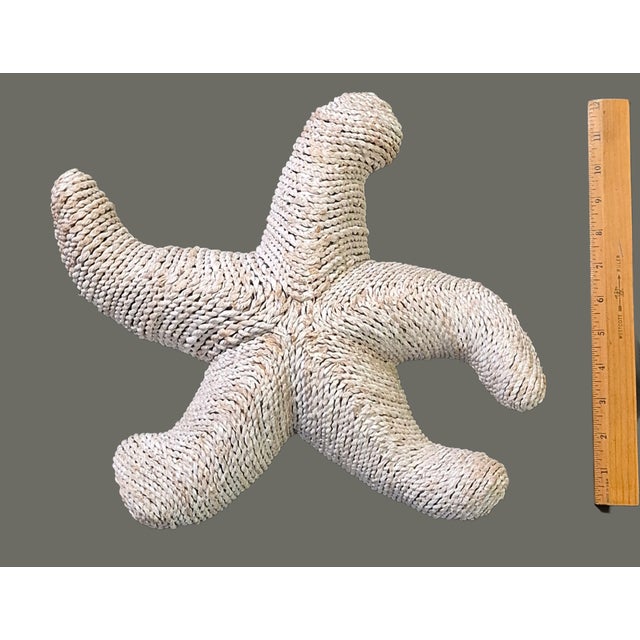 Late 20th Century Vintage Nautical Coastal Décor Woven Wicker Wall Hanging Star Fish For Sale - Image 5 of 8