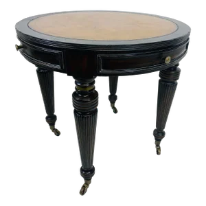 Lillian August Embossed Leather Topped Side Table.