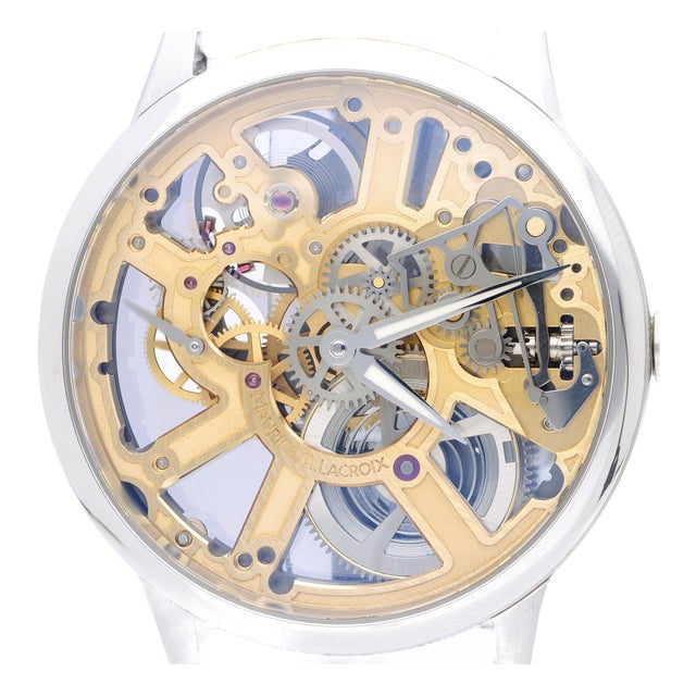 Maurice Lacroix Masterpiece Mp7228 Gold-Tone Skeleton Dial Watch For Sale