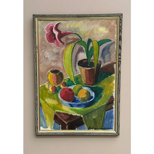 Bror Göransson, Flowers and Fruit, 1960s, Oil on Canvas, Framed For Sale - Image 8 of 14