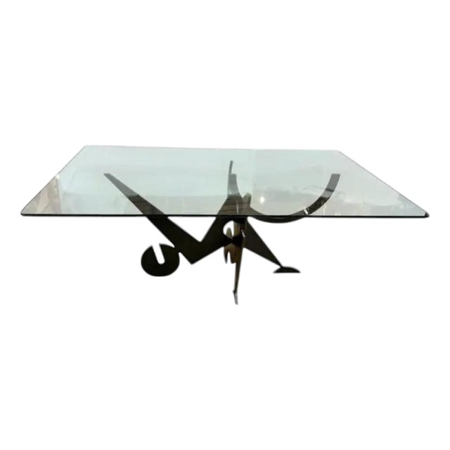 Signed Pucci De Rossi Sculptural Blackened Steel Dining Table Base, 1987 For Sale