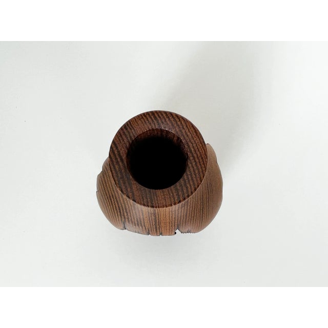 Vintage hand turned Locust wood budvase with live-edge detail. Signed "MW" on base. Style: Mid Century Modern Dimensions:...