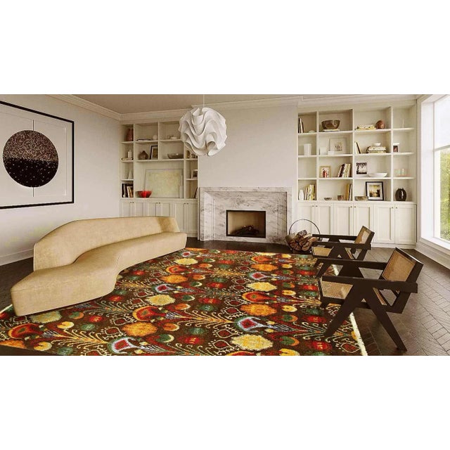 2020s Fine Hand Knotted Multi Color Ikat Design For Sale - Image 11 of 12