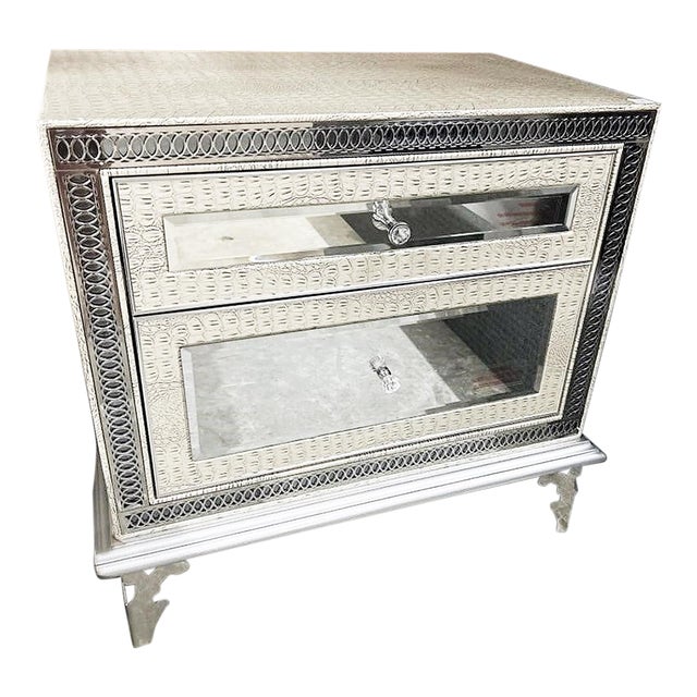 Michael Amini Jane Seymour Silvered Mirrored Night Stand For Sale
