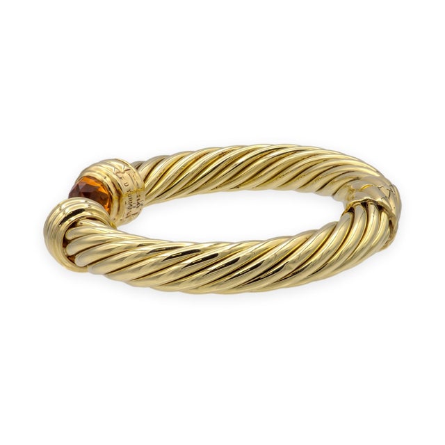 Mid 20th Century David Yurman 14k Yellow Gold Classic Cable Citrine Hinged Cuff Bracelet 9.5 Mm For Sale In New York - Image 6 of 9