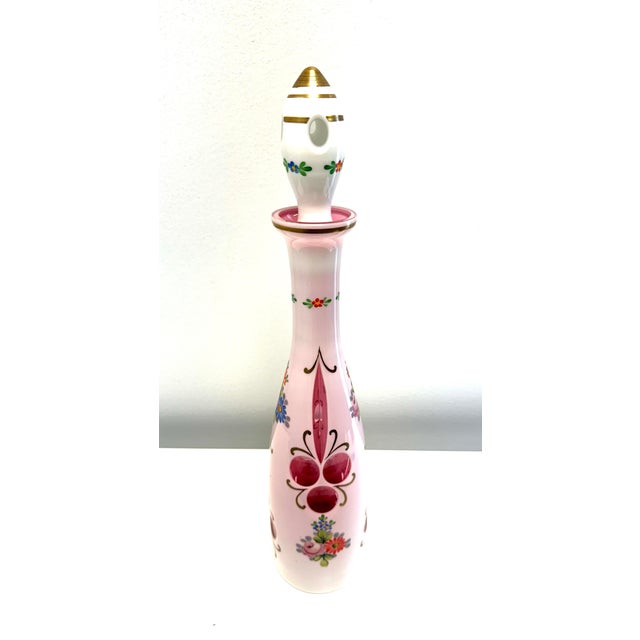Antique Boheimian White Cut to Cranberry Decanter For Sale - Image 4 of 4