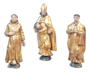Italian Artist, Sculptures of Religious Saints. 1700, Wood and Gold