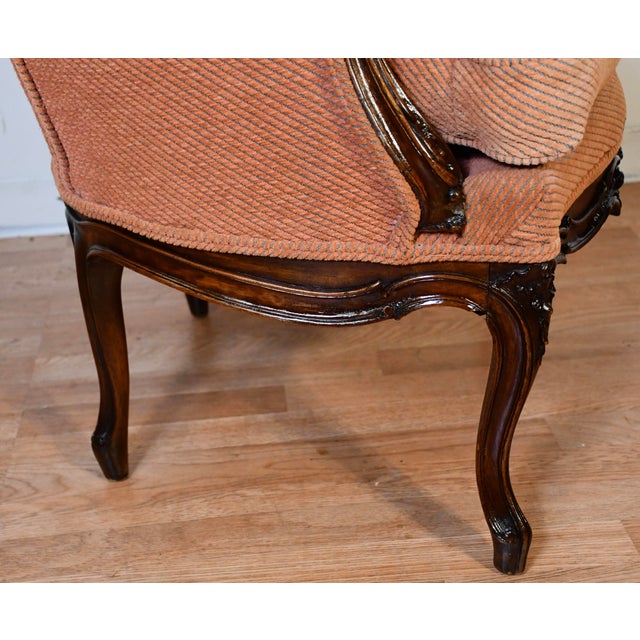 1880 Antique French Louis XV Hand Carved Walnut Spring-Seat Living Room Chair For Sale - Image 11 of 16