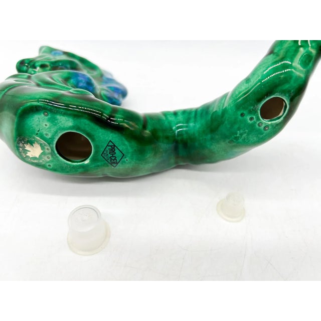 Mid-Century Modern Green and Blue Ceramic Dragon Figure For Sale - Image 9 of 12