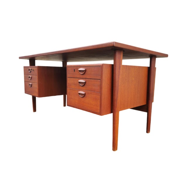 Mid-Century Modern 1960s Mid-Century Scandinavian Style Teak Wood Storage Desk/Danish Kris Kristiansen Style Desk For Sale - Image 3 of 12