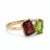 Contemporary Dainty Mixed-Cut Cluster Ring - Garnet and Peridot Dual Birthstone Ring - Delicate 18k Gold Plated Silver Stacking Band Us 7 For Sale - Image 3 of 3