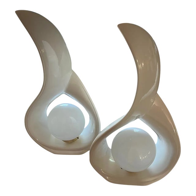 1980s Postmodern Ceramic Flame Lamps - a Pair For Sale