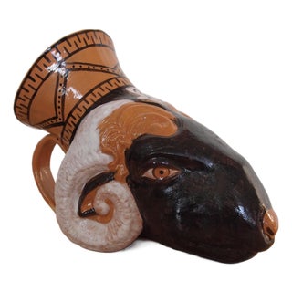 Original Roberto Lugo Rhyton Ram Head Cup Vessel Vase Goblet Chalice, Contemporary Modern Studio Pottery Ceramic Art Sculpture For Sale