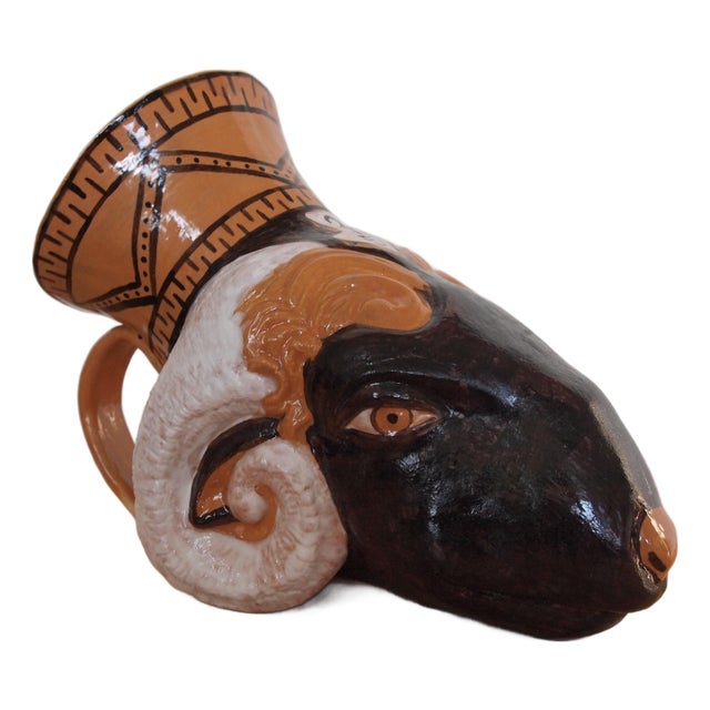 Original Roberto Lugo Rhyton Ram Head Cup Vessel Vase Goblet Chalice, Contemporary Modern Studio Pottery Ceramic Art Sculpture For Sale