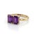 Contemporary Natural Amethyst Toi Et Moi Statement Ring • Emerald Cut Purple Gemstone Two-Stone Ring Us 7 For Sale - Image 3 of 5