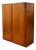 Vintage Mid-Century Modern Tambour Media Cabinet With Curved Wood Doors For Sale