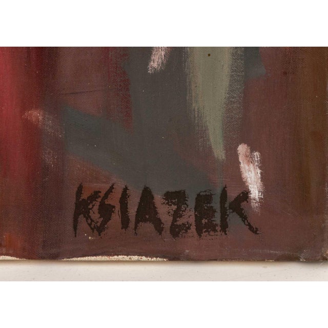 Red Ksiazek Signed Abstract Nude Figures Oil on Canvas For Sale - Image 8 of 9