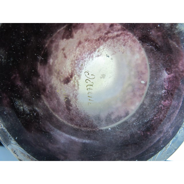 Antique Daum Nancy Etched & Enamel Gilt Flower Vase15" Tall Art Glass Vase For Sale - Image 11 of 11