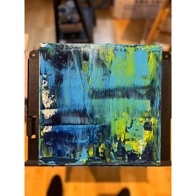 Abstract Shades of Blue Abstract Expressionism Acrylic Painting For Sale - Image 3 of 9