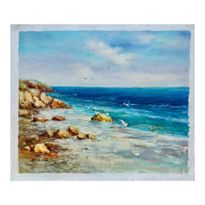 Coastal Seascape Cliffs Oil Painting on Canvas, Unstretched, by Ericson