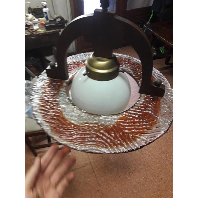 Wood Murano Glass Ceiling Light, 1960s For Sale - Image 7 of 16