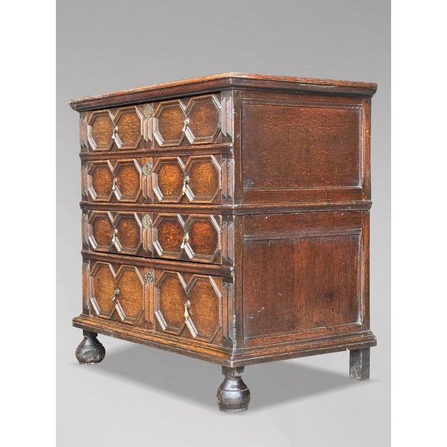 Charles II Oak Geometric Chest of Drawers, 1680s For Sale - Image 13 of 14