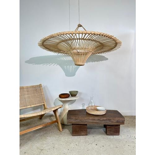 Large Rattan Saucer Suspension with Iron Frame For Sale - Image 4 of 18