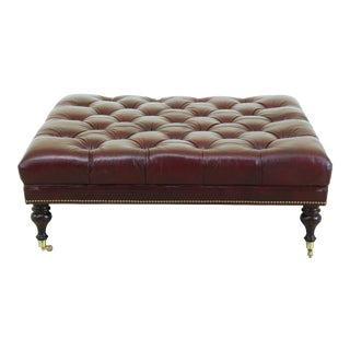 Hancock & Moore Chesterfield Tufted Leather Large Ottoman For Sale