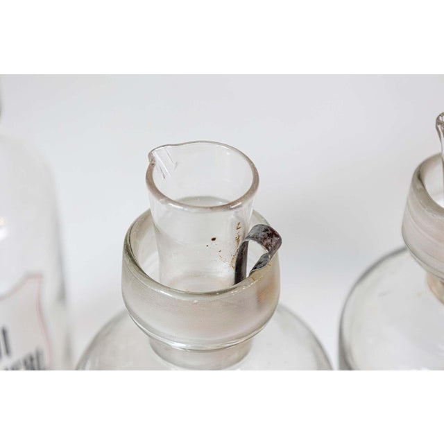 Transparent 4 Vintage Italian Glass Pharmacy Jars with Labels, Sold Each For Sale - Image 8 of 8