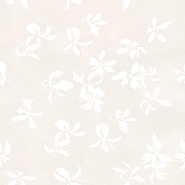 Contemporary Floating Petals Wallpaper by Susan Hable in Taupe / White For Sale - Image 3 of 3