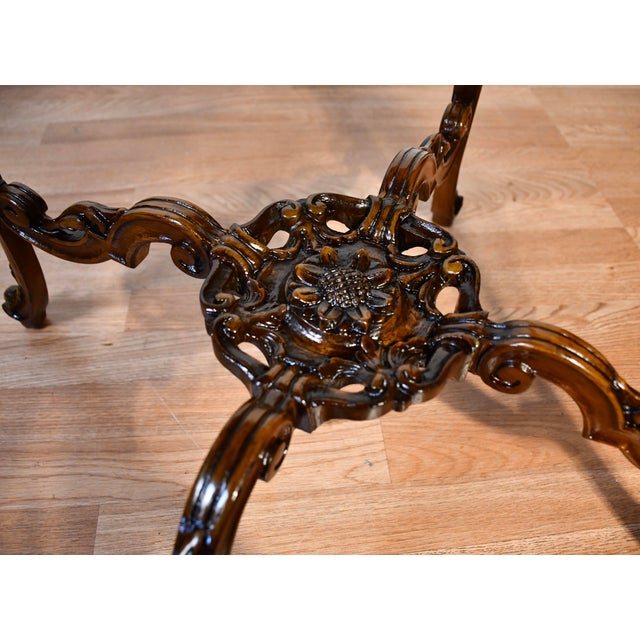 1920 Antique French Louis XV Walnut & Satinwood Inlay Center Table / Side Table For Sale - Image 12 of 12