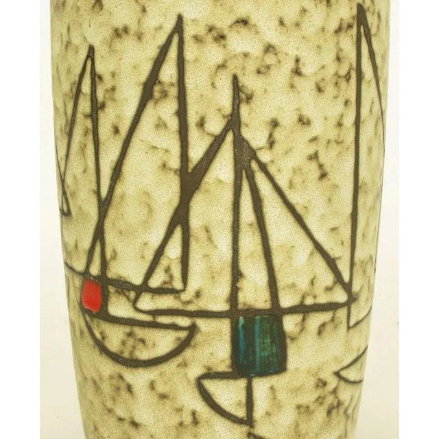 1960s Scheurich West Germany Earthen Pottery Vase With Sail Boats For Sale - Image 5 of 7