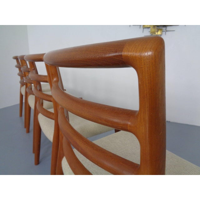 Vintage Danish 85 Dining Chairs in Teak and Wool by Niels Otto Møller for J.L. Møllers, 1960s, Set of 4 For Sale - Image 11 of 14