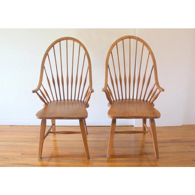 Wood Mid Century Modern Style Pair of Windsor Chairs by Broyhill For Sale - Image 7 of 7