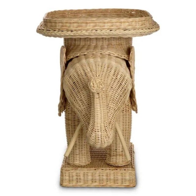 Rattan Elephant Side Table For Sale - Image 4 of 8