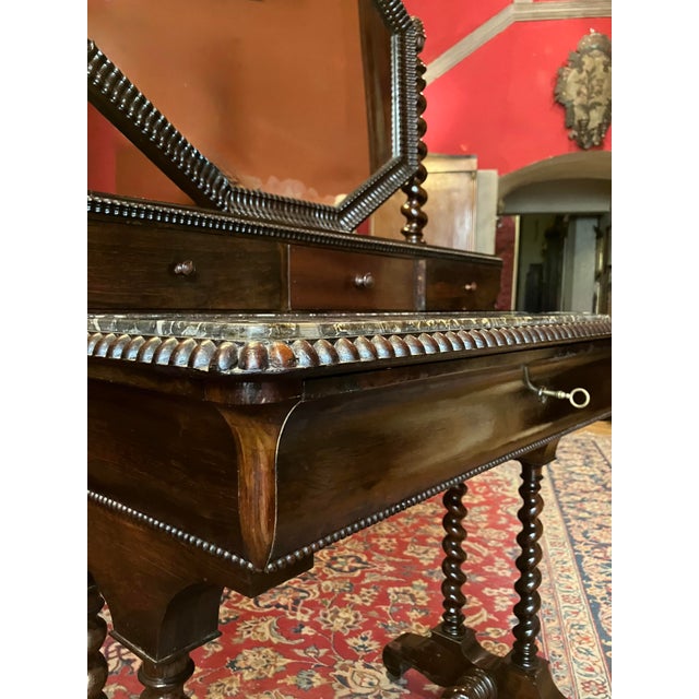 Victorian Dressing Table in Mahogany with Black Marble Top and Mercury Mirror Glass, 1890s For Sale - Image 5 of 12