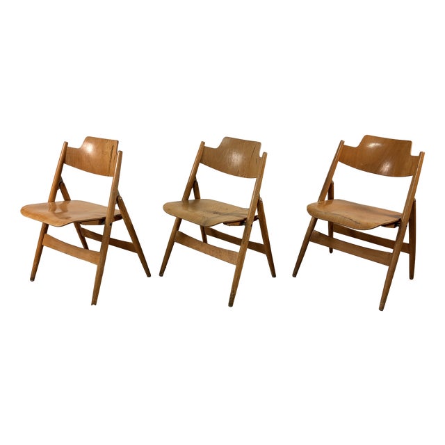 SE18 Folding Chairs by Egon Eiermann for Wilde & Spieth, Set of 3 For Sale