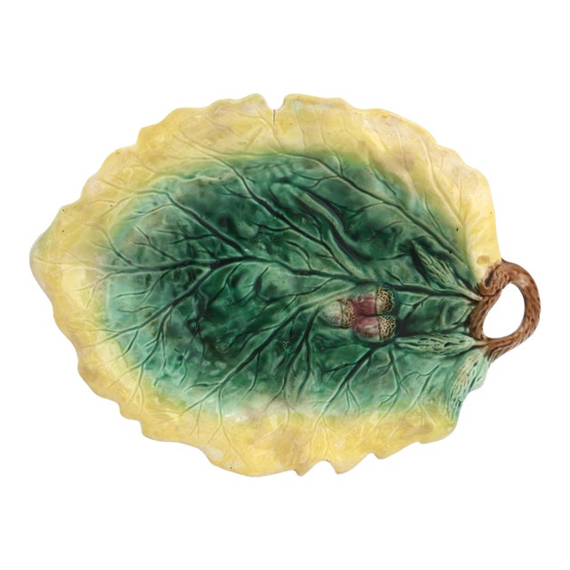 English Majolica Oak Leaf Platter For Sale