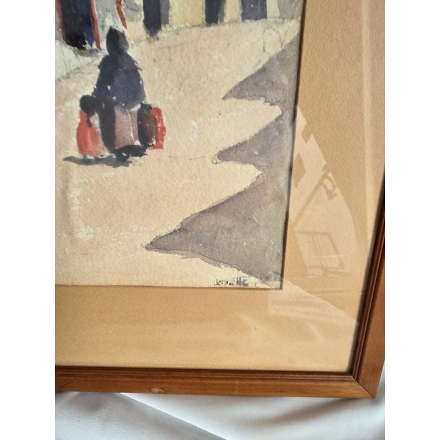 1940s Mexican Street Scene Watercolor Painting by Juana Dominguez For Sale - Image 5 of 6