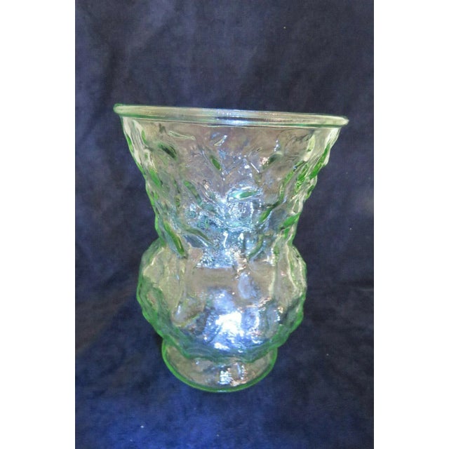 Mid-Century Modern Hoosier Glass Co Green Depression Glass Pebble Rippled Vase For Sale - Image 3 of 11