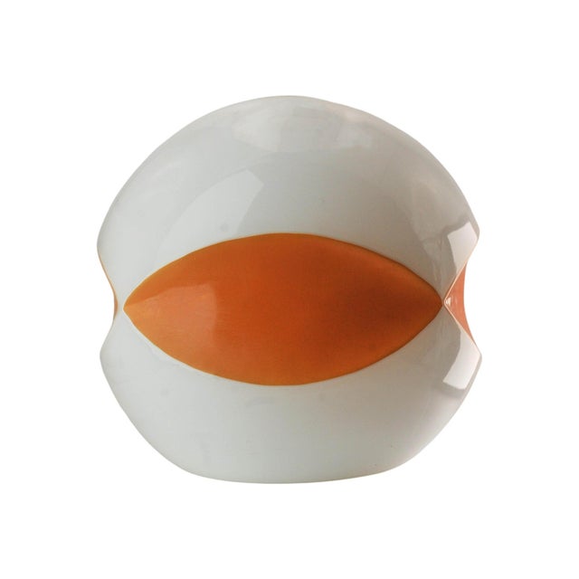 Mid-Century Modern Space Age Orange and White Italian Opaline Glass Globular Lampshade, 1970s For Sale - Image 6 of 6