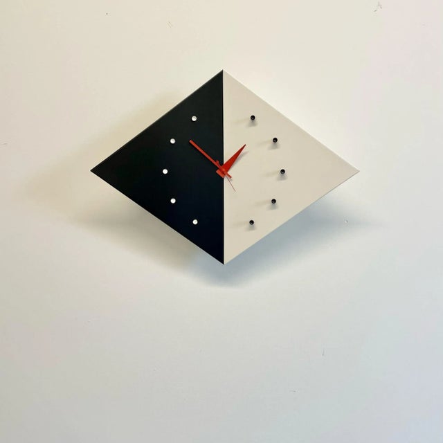 Metal Mid-Century Modern Kite Wall Clock by George Nelson, Howard Miller, Vitra Label For Sale - Image 7 of 13