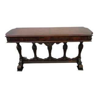 Antique 1900s Library Table Desk One Drawer Spanish Revival Tuscan Style Johnson Handley Co For Sale