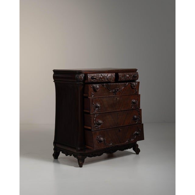 19th Century French Dark Brown Louis XV Ornate Chest of Drawers For Sale - Image 11 of 15