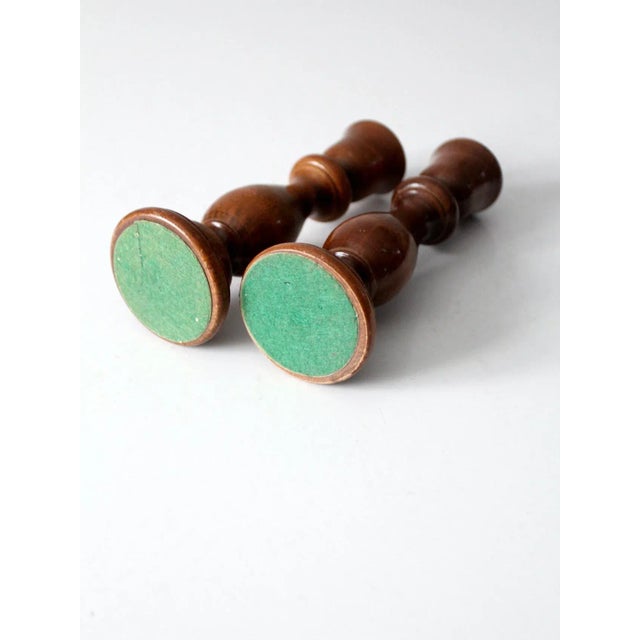 Wood Vintage Wooden Candlestick Holders Pair For Sale - Image 7 of 10
